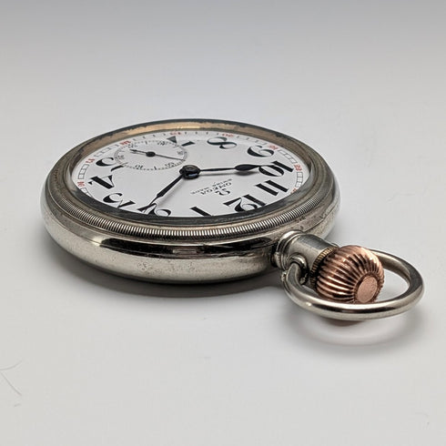 Circa 1915 Antique Omega Pocket Watch Diameter 53mm Railroad Watch Alloy Case In Good Working Condition